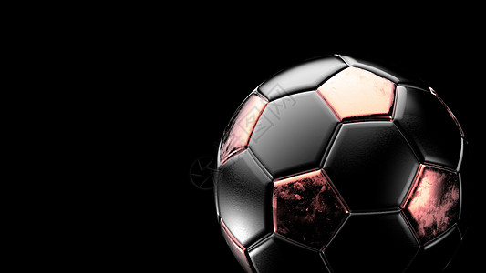 黑色背景上孤立的红色和黑色足球金属球 足球 3d 渲染图插图框架皮革比赛国家世界标识锦标赛团队竞赛图片