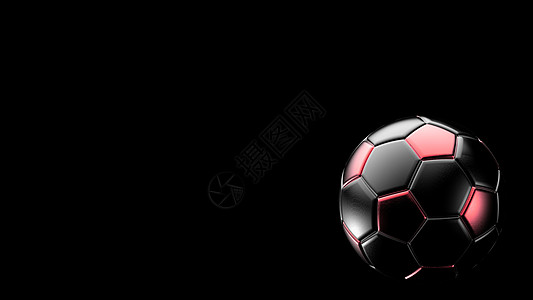 黑色背景上孤立的红色和黑色足球金属球 足球 3d 渲染图锦标赛墙纸插图框架运动优胜者竞赛圆圈团队皮革图片