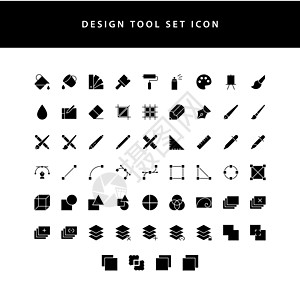 一组图形设计器项目和工具的矢量图图标集 以及 glyph 样式图标集图片