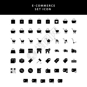 商业 电子商务 购物和融资格乐风格图标集图片