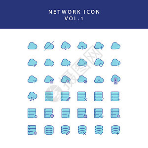云计算网络填充大纲图图标集 vol1背景图片