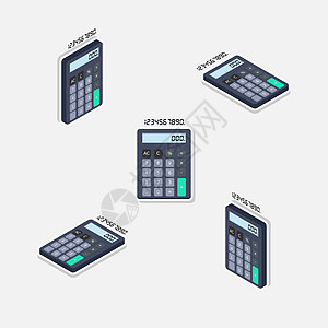 计算器和数字编号 Isology  Flat 白纹插图银行业电脑收益金融展示按钮黑色白色计算图片