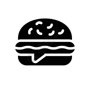 快速快食食品黑色汉堡包子插图食物面包芝麻芝士午餐牛肉图片