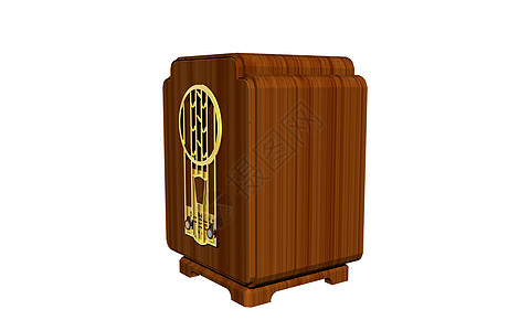 配有扩音器的老旧木制无线电收音机控制器音乐讯息喇叭图片