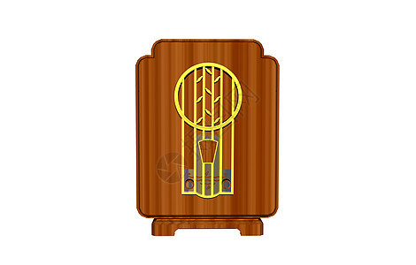 配有扩音器的老旧木制无线电收音机讯息喇叭控制器音乐背景图片