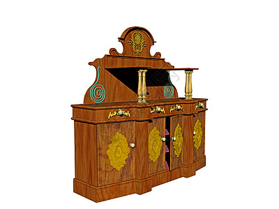 木制农民橱柜作为抽屉箱古董餐具柜家具图片