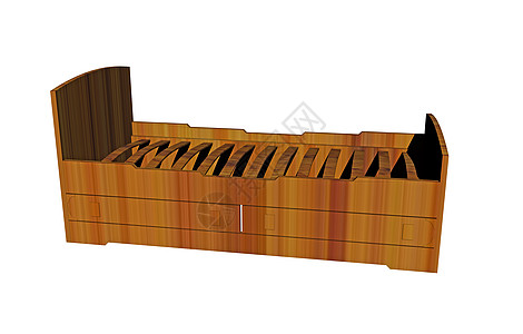 带板条框架的木制床架家具卧室背景图片