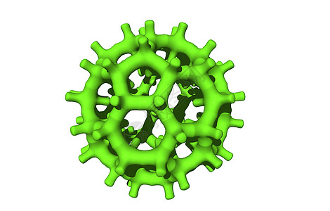 由碳原子组成的巴基球环结构形成一个球图片