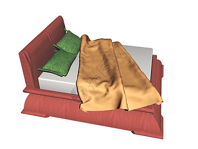 用多彩的床铺睡床上枕头卧室金属休息框架床垫寝具双人床背景图片