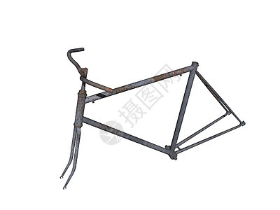 旧的生锈自行车架男士运动框架自行车车架废金属车把金属图片