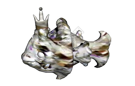 独角兽皇冠鱼作为神灵生物和有皇冠的鱼类组成了鱼王背景