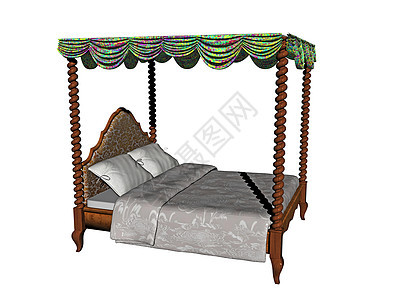 卧室的木制双床枕头休息床垫金属框架双人床寝具图片