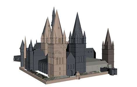 有大教堂的古老城堡城墙建筑统治者堡垒图片