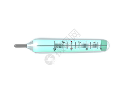 带有比例度和汞的玻璃温度计测量玻璃管诊断油尺发烧温度蓝色图片