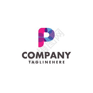 具有现代荧光色的商业公司P标志设计抽象多彩字母 P 标识设计图片