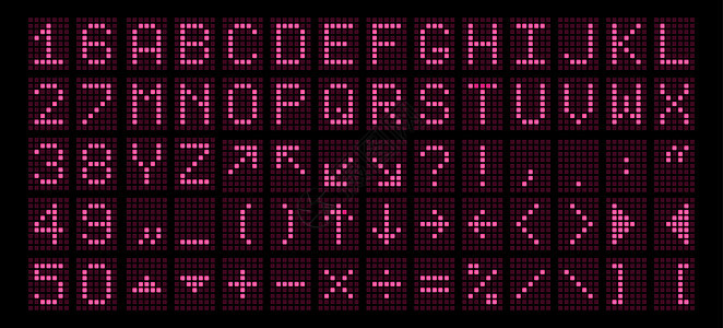 拉丁文字母 数字 标点和拼写标记画面指标控制板库存辉光草图灯泡字体概念电子图片