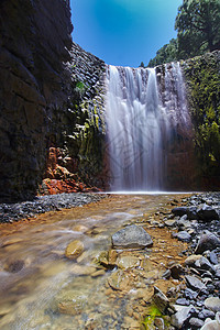 国家公园 西班牙保护区火山山沟生态旅游环境瀑布石头野生动物火山口峡谷图片
