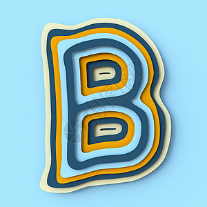 彩色纸面层字体 B 3D 字母背景图片