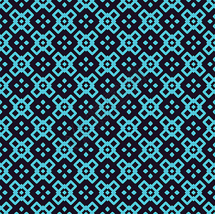 矢量无缝图案 现代时尚线性纹理 重复带有线性元素的几何砖块平铺装饰地毯网格奢华纺织品装饰品包装风格蓝色背景图片
