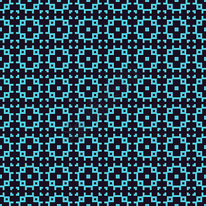 矢量无缝图案 现代时尚线性纹理 重复带有线性元素的几何砖块纺织品打印六边形奢华网格蓝色平铺装饰装饰品地毯图片