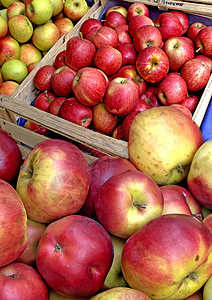 街头销售中的苹果食物产品小吃熟食红色盒子纤维饮食水果市场图片