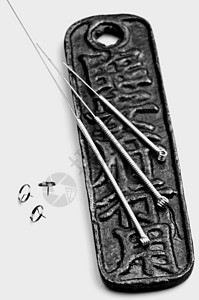 针灸针治愈药品宏观白色康复身体古董现金黑与白中医图片