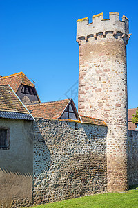 法国阿尔萨斯奥贝奈城堡建筑房子牧歌历史景观天空旅游城堡蓝色城市图片