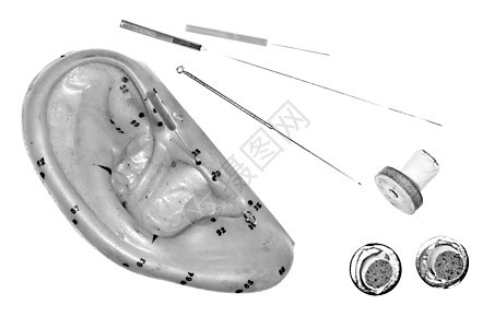 戴耳型针刺针工具中医金属药品黑色工作室草本植物卫生康复黑与白图片