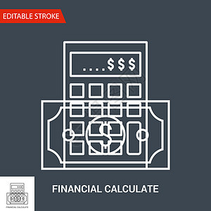 财务计算图标 细线矢量说明预算数据办公室学校帐户技术插图商业报告投资图片