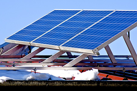 冬季太阳能电池板太阳商业环境季节性生产光伏发电机天空控制板细胞图片