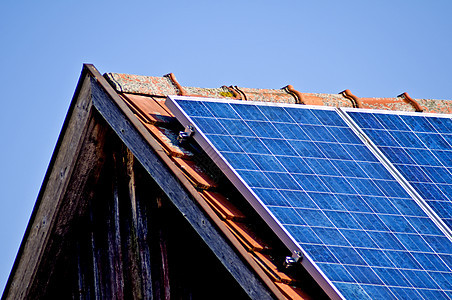 旧谷仓太阳能电池板阳光天空发电机安全细胞集电极光伏环境太阳力量图片