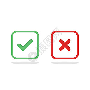 检查和错误的标记 滴答和交叉标记 接受拒绝投票绿色按钮等距插图十字背景红色金融技术图片