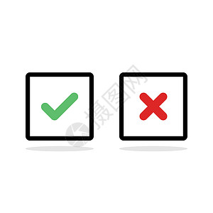 检查和错误的标记 滴答和交叉标记 接受拒绝等距白色商业办公室技术投票红色背景绿色金融图片