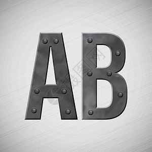 金属字母插图划痕铆钉数字倒角合金字体工业灰色图片