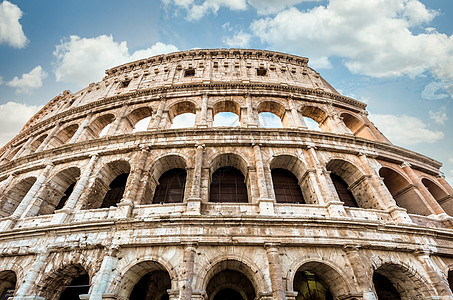 意大利罗马 Roma 的斗兽场 最著名的意大利景点地标石头体育馆假期蓝色旅行柱子纪念碑历史性旅游图片