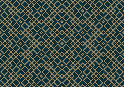 带有直线 正方形的抽象几何图案六边形打印艺术织物网格蓝色窗帘装饰品金子对角线背景图片