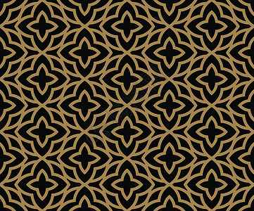 抽象无缝图案 几何线金装饰品 有型背景织物几何学窗饰装饰打印马赛克插图黑色纺织品创造力图片