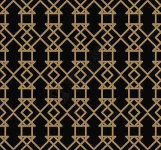 抽象无缝图案 几何线金装饰品 有型背景织物包装打印窗饰创造力插图黑色纺织品艺术几何学图片