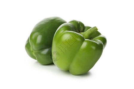 白色背景上隔离的新鲜绿胡椒绿色健康蔬菜饮食食物辣椒图片