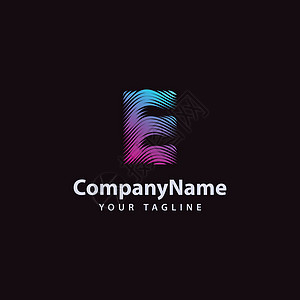 字母 E 现代波线Logo设计模板图片