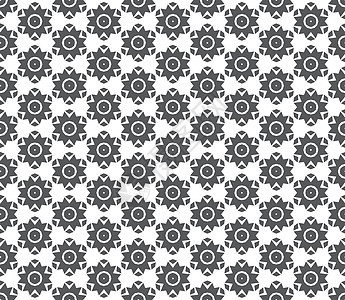 英文图案重度几何黑 Black 重复三角形马赛克圆圈织物正方形图案纺织品黑色白色几何学插画