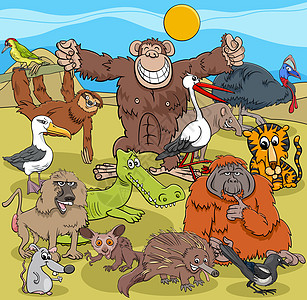 卡通狂野动物漫画角色组图片