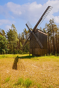 旧木制风车建筑风帆乡村森林建筑学旅游村庄农村地点叶片图片