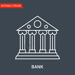 银行图标 薄线矢量说明卡通片经济插图订金利润储蓄贷款房子柱子标识图片