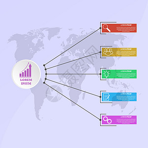 旅游图带有视觉图标的图表模板 5个业务阶段 t草图营销战略空白金融顺序插图反射生产项目设计图片