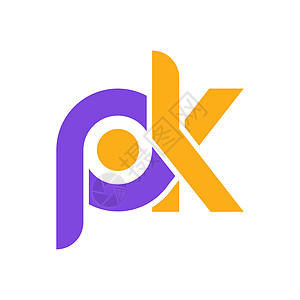P和K用单行 f 链接的Styl化小写字母P和K公司插图标识创造力程式化库存空白绘画贴纸图片