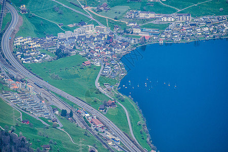 从Rigi Kulm里吉山顶的城市景色运动架子铁路全景高度远足缆车滑雪岩石高山图片