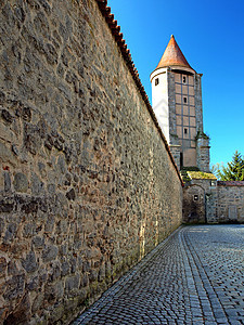 中世纪德国城市的城墙之路旅游历史性怪人岗楼科学图片