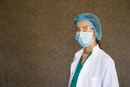 女医生肖像 戴面罩 眼镜 手套和制服的医生流感女性护士面具成人预防医院药品护目镜外科图片