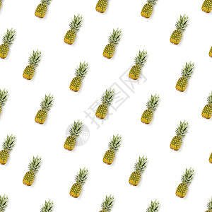 菠萝无缝图案 热带抽象图案 白色背景的金菠萝叶子凤梨水果情调异国甜点营养饮食图片